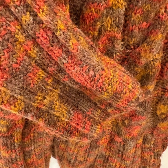 Prana Multicolor Wool Blend Cable Knit Cowl Neck Cardigan Size Small - Picture 10 of 16